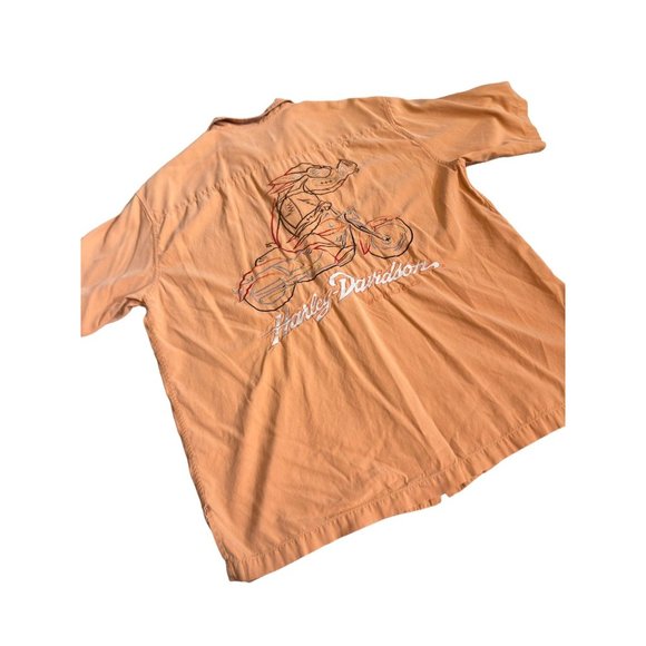 Harley‎ Davidson Silk Button Up Orange Hog Shirt Size XL - Picture 6 of 7